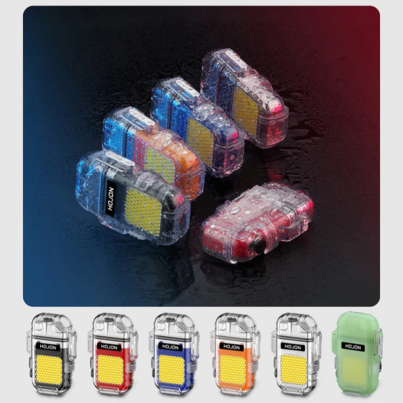 

Electric Lighter Transparent Body Double Arc Lighter Waterproof And Windproof Lighter LED Power Display TypeC With Nylon Lanyard