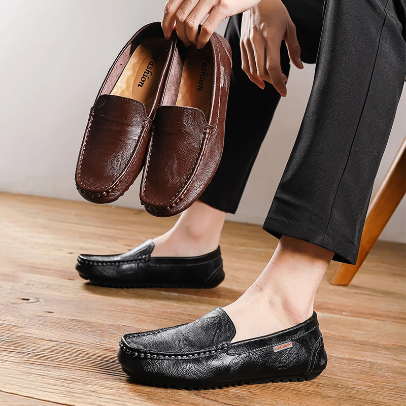 

Модные черные мужские лоферы ручной работы из спилка, повседневная мужская классическая обувь, свадебная деловая Классическая обувь, Мокасины, женская обувь