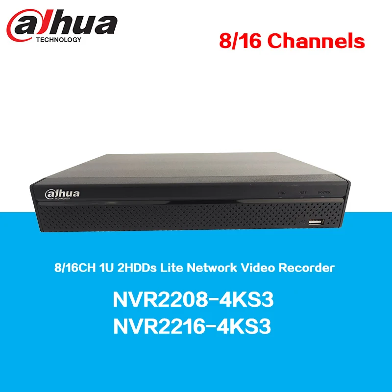 Dahua NVR2208-4KS3 NVR2216-4KS3 8/16CH 1U 2HDDs Lite сетевой видеорегистратор