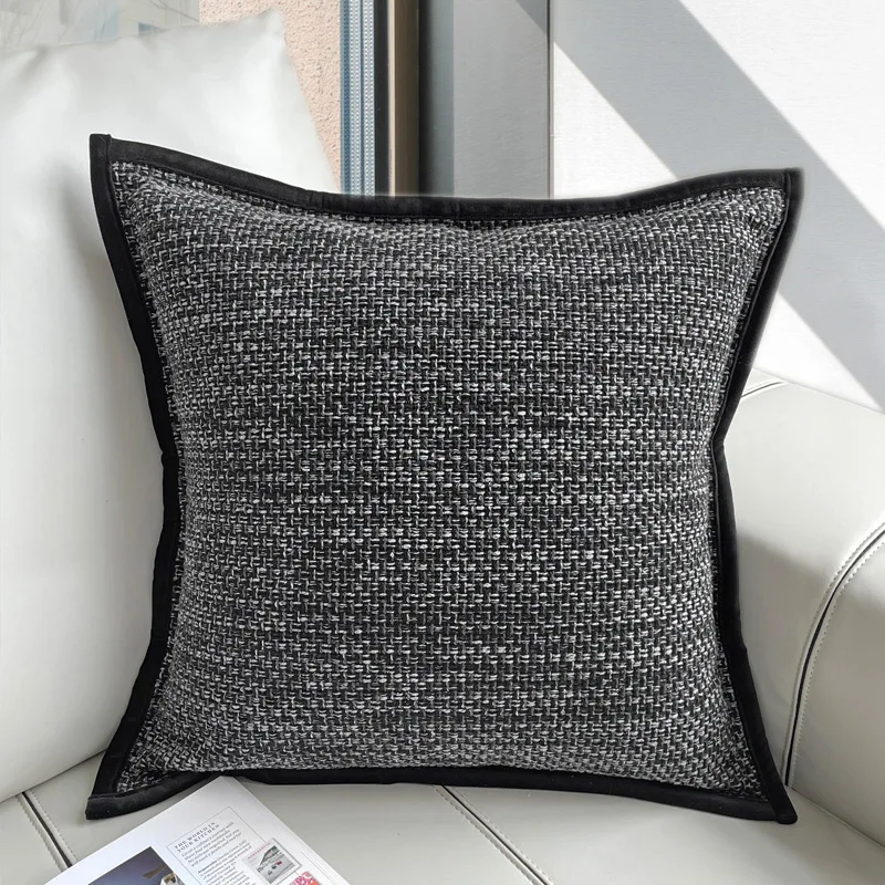 

Home Decor Black Gray Thick Linen Texture Cushion Cover Decorative Pillow Case Vintage Simple Counch Sofa Chair Bedding Coussin