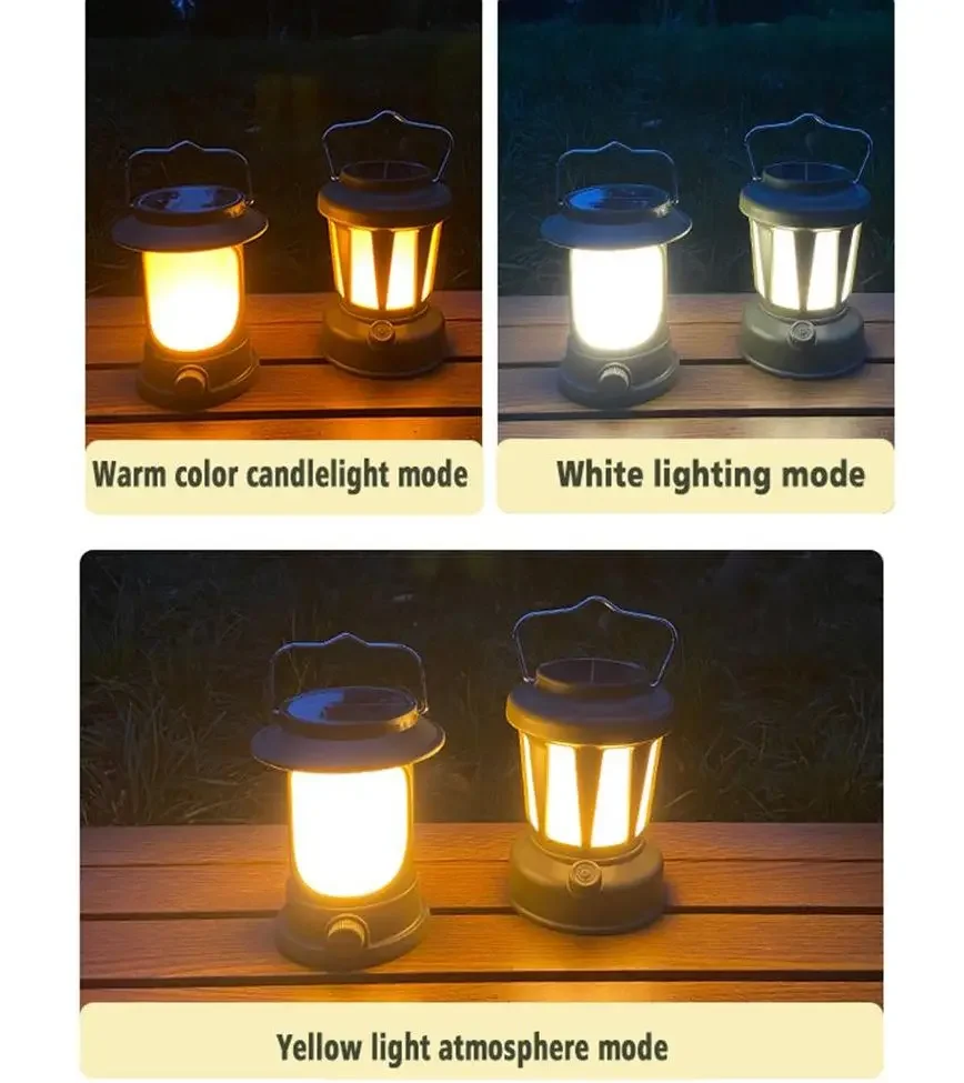 Портативный Фонарь Для Кемпинга На Солнечной Энергии В Стиле Ретро