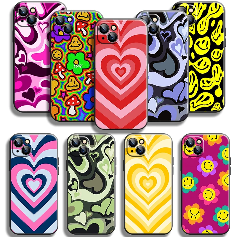 

Love Smiley Leopard Print Phone Case For iPhone 11 Pro Max 12 13 Pro Mini X XR XS Max 6 6S 7 8 Plus Se2 Soft Shell TPU Black