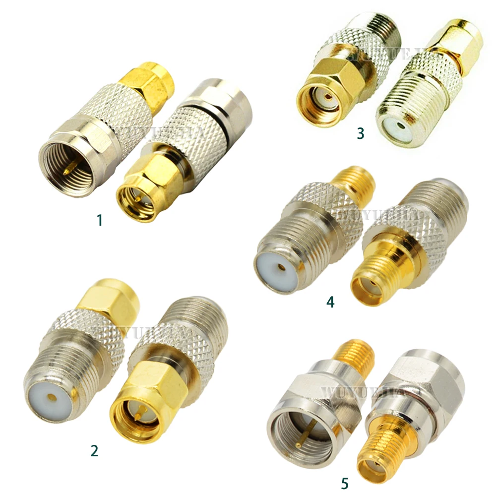 SMA Type Male To F TV Female Straight Connector RPSMA To F Quick Plug Adapter Coax Connector Brass Gold Plated High Quality