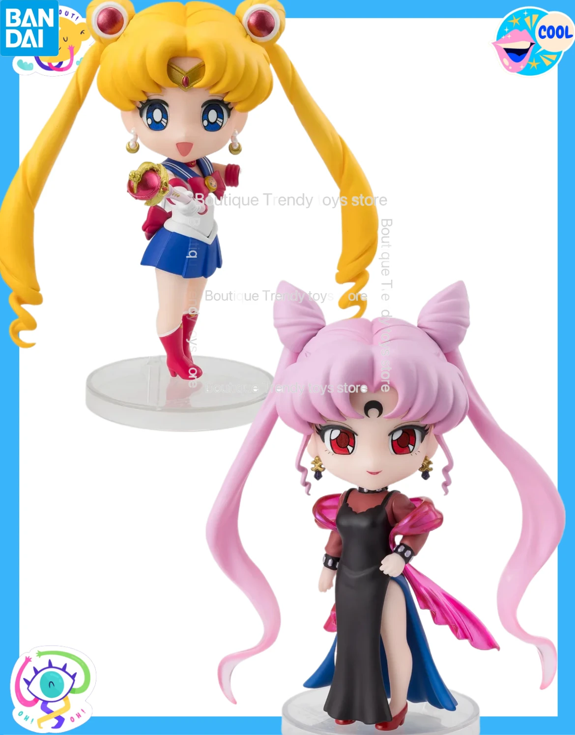 Фото Оригинальная фигурка Bandai Figuarts mini Black Lady Sailor Moon Crystal Star Compact Edition, аниме-фигурка из ПВХ, Q-версия, милая модель, игрушка №1