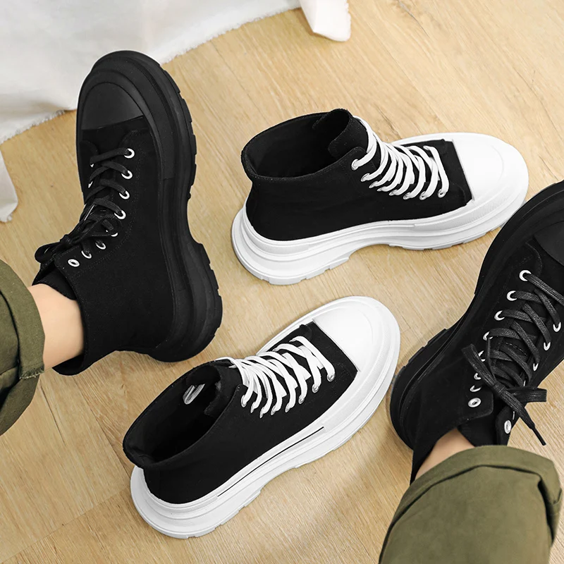 Damyuan 2022  Winter Woman Black Boots Size39-44 Chaussure Femme Women Heightening Boots Sneakers Canvas Casual luxury  Shoes