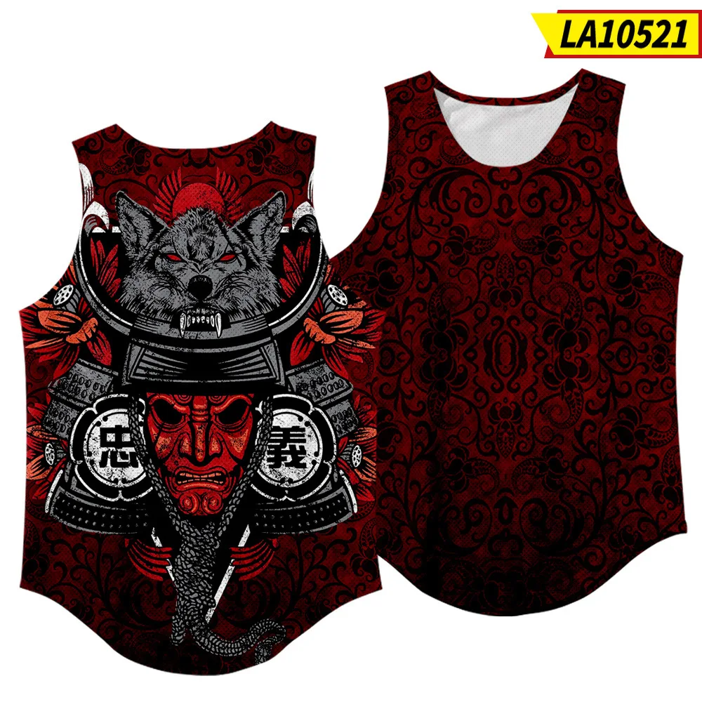 

Mens Sleeveless Singlets Fashion Demon Print Tank Top Gym Fitness Training Running Vests Workout Clothing