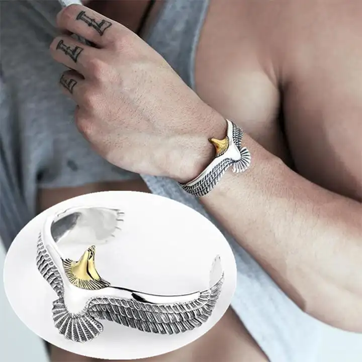 

Vintage Eagle Bracelet Cuff Open Adjustable Bangle Creative Wildlife Jewelry Gift for Boyfriend Valentine Bangles Bracelets