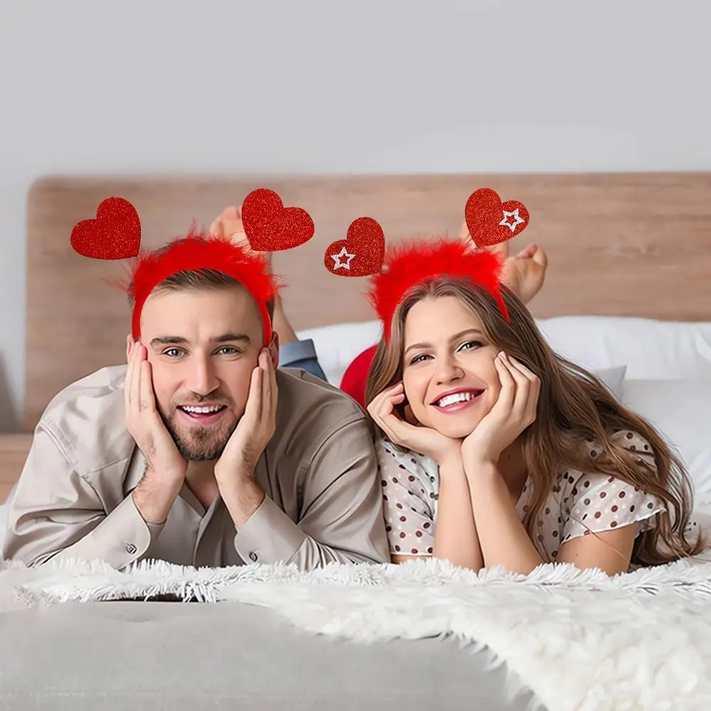 Персиковое сердце красное повязка на голову с перьями милая звезда красная форма