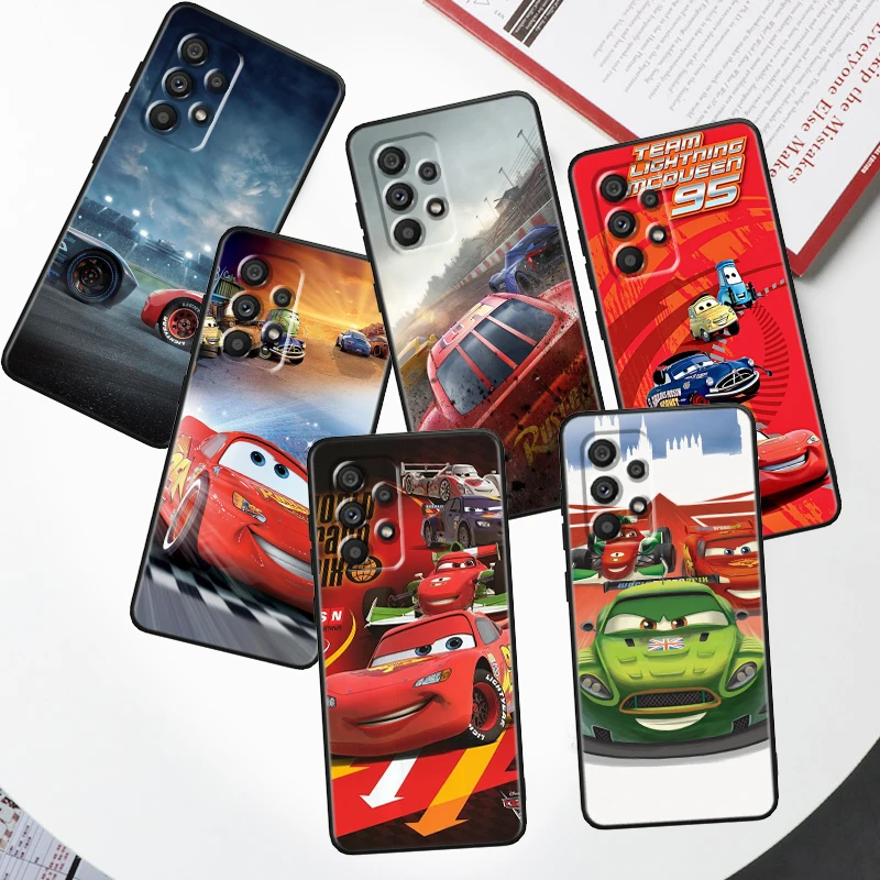 

Lightning McQueen Cars For Samsung Note 20 10 Ultra Plus A31 A8 A14 j6 A12 A5 A70 A7 A34 A20 A04 A24 5G Black Phone Case