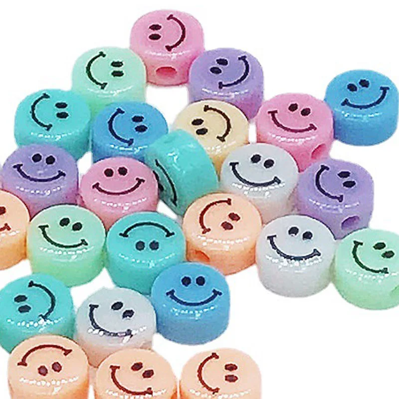 

DIY8mm-10mm10/30/50pcsYellow Smiley Face Beads Polymer Clay Beads Loose Spacer Beads For Jewelry Making DIY