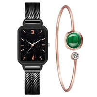 luxury square green dial watches for women metal starp sports quartz clock ladies rose gold wrist watch fashion gift relogio