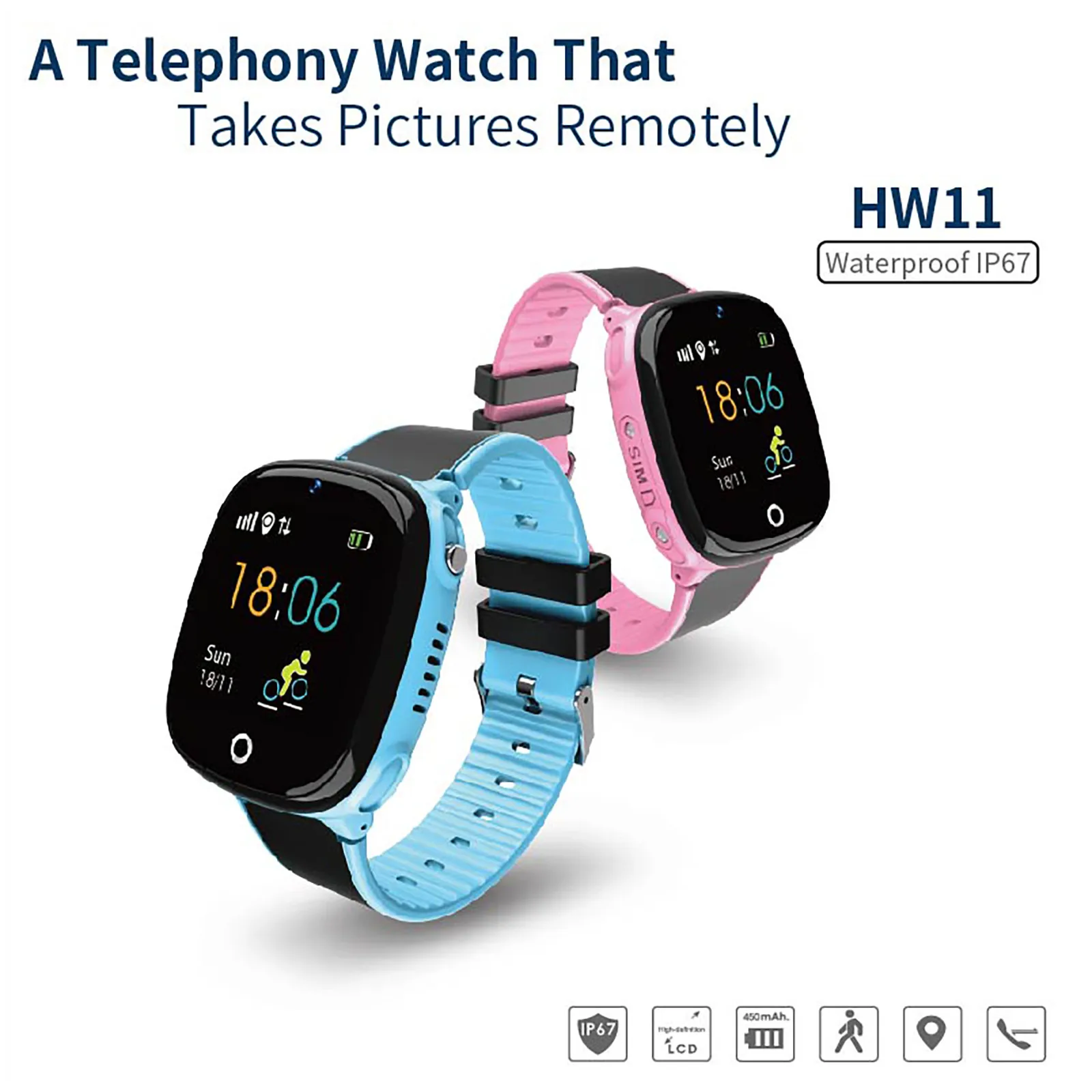 

Детские Водонепроницаемые Смарт-часы HW11 с Bluetooth и GPS