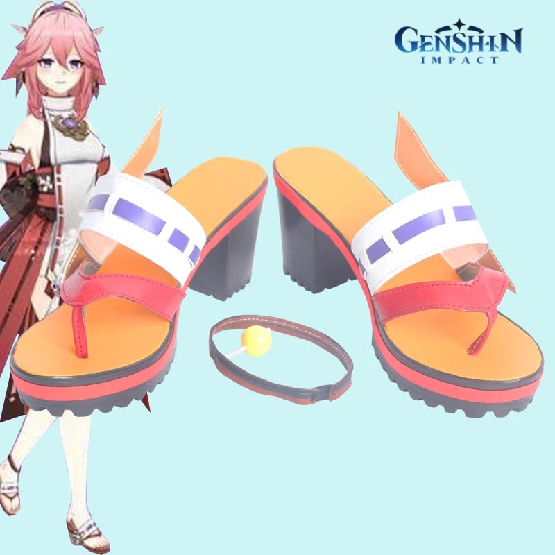 

Anime Genshin Impact Yae Miko Beelzebul Cosplay Shoes Women Men Sandal Anime Figure Game Cos Halloween Prop Custom Accessories