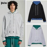 autumn and winter stitching fake two piece cotton hooded sweater retro classic street casual loose fashion hoodie