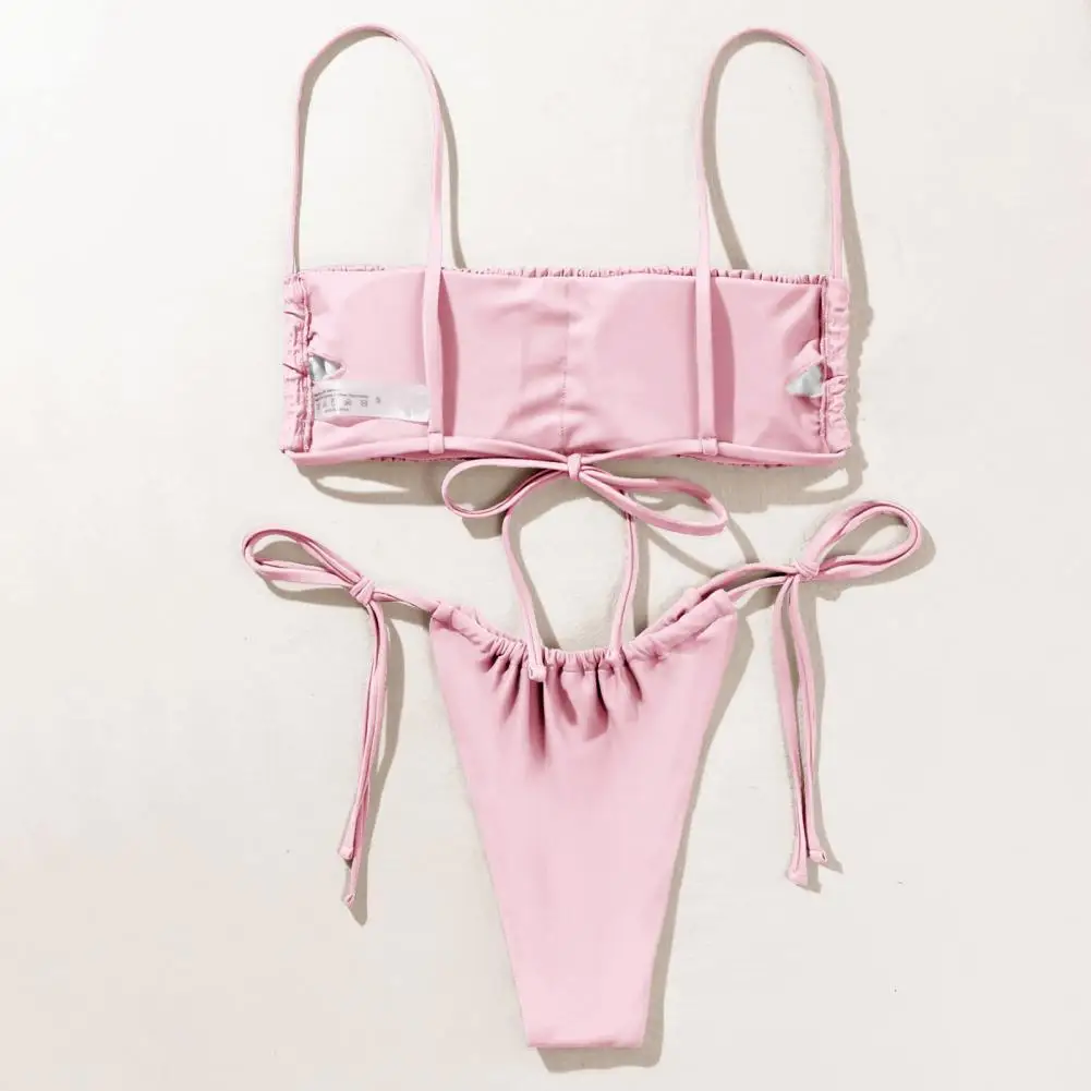 

Skin-touch Good Elasticity Solid Color Splitted Swimwear Bathing Suit for Vacation