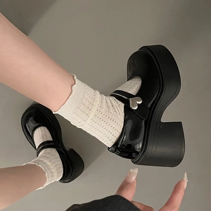 Новинка 2024 однотонная универсальная модная женская обувь толстый каблук круглый