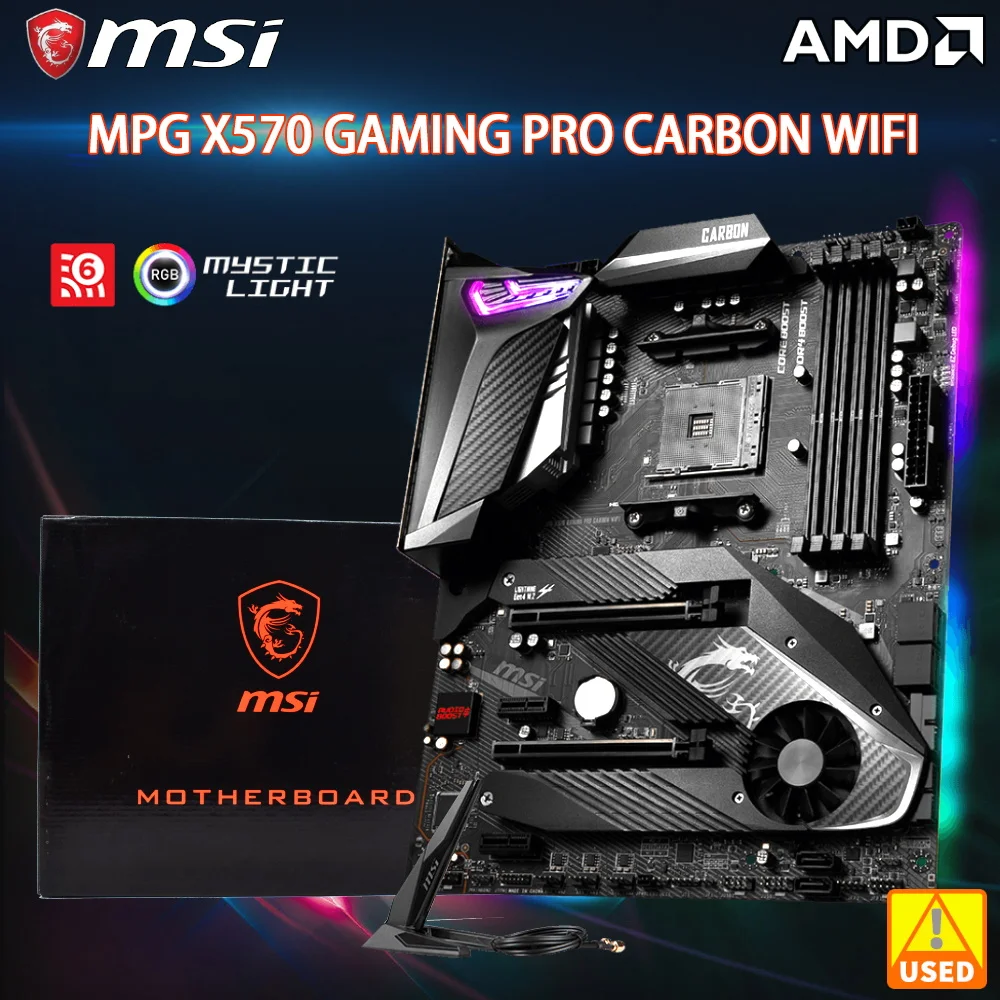 

X570 Motherboard For Ryzen 5600 CPU MSI MPG X570 Gaming Pro Carbon Wifi AMD X570 chip Socket AM4 DDR4 128GB PCI-E4.0 m.2 ATX