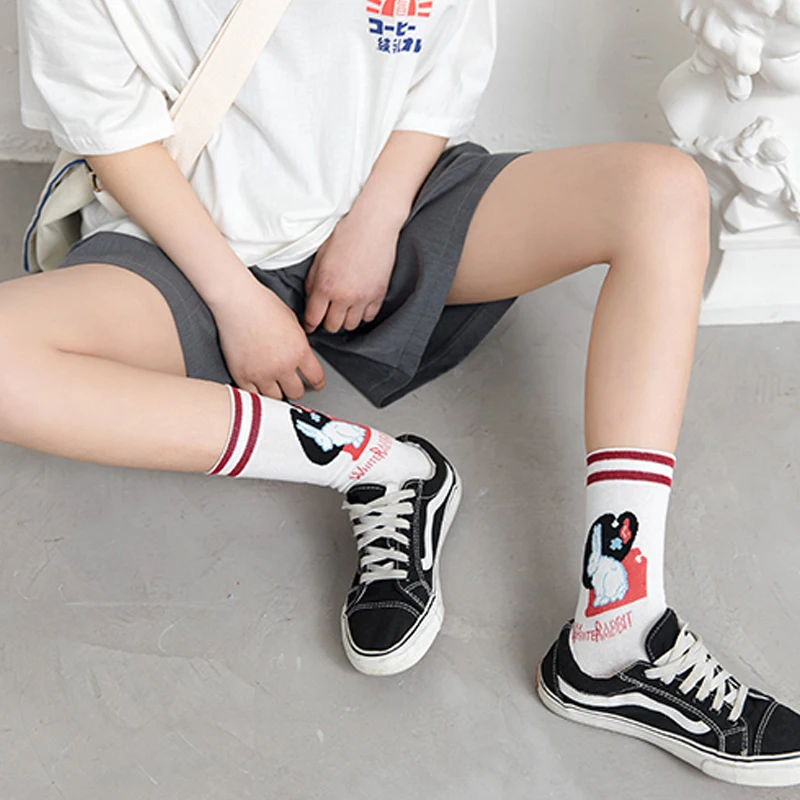 3 Pairs/Box Kawaii Cartoon Rabbit Stockings Cotton Harajuku Comfortable Soft Fashion Couple Cute Gifts Men Women Socks High Pack