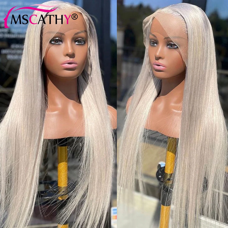 Ash Grey Blonde Colored Lace Front Wig 13x6 Straight Brazilian Human Hair Wigs For Women Transparent Lace Frontal Wig Preplucked