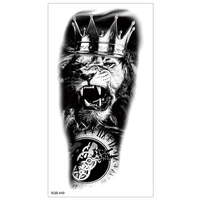 disposable small full arm fake tattoo dark europe and america black tiger lion waterproof temporary sticker for men and women