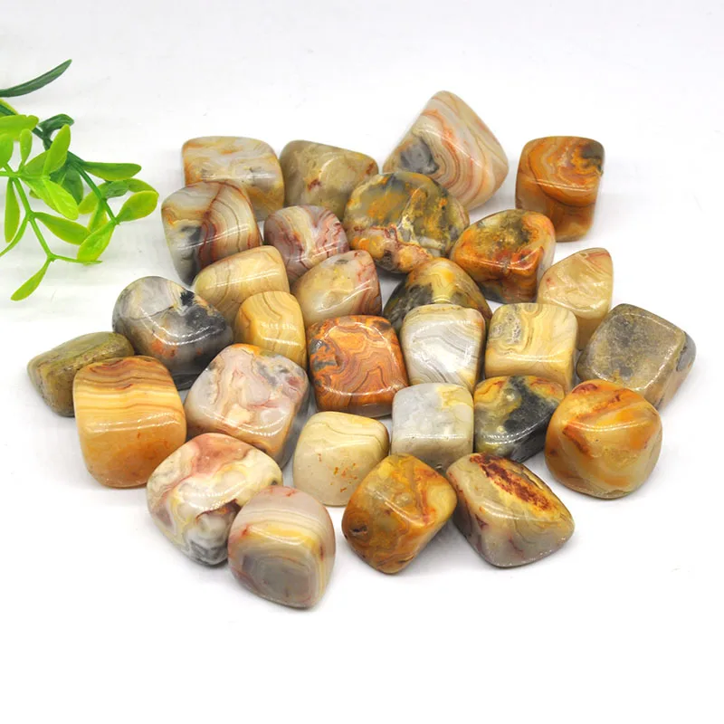 

Natural Crazy Agate Tumbled Stones for Wicca Reiki Healing Crystals Polished Energy Chakra Quartz Mineral Mozambique Craft Decor