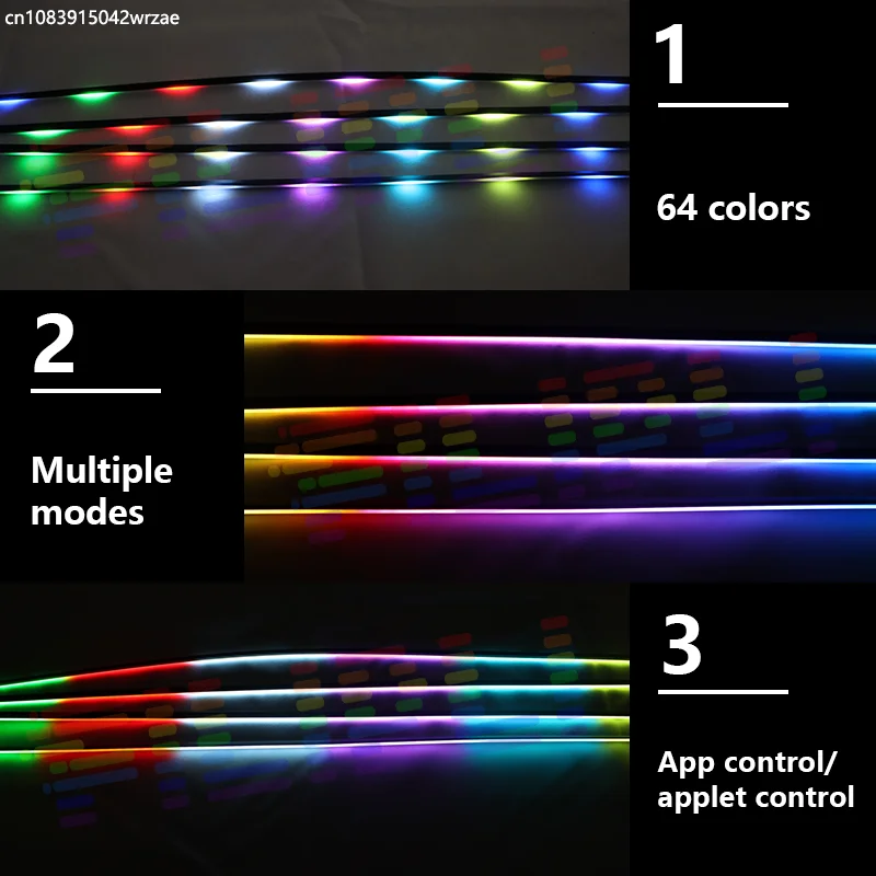 Фото Для Audi A6 e-tron 2025 2026 RGB-подсветка салона автомобиля, комплект светодиодных лент с эффектом дыхания, управление через приложение, аксессуары. №4