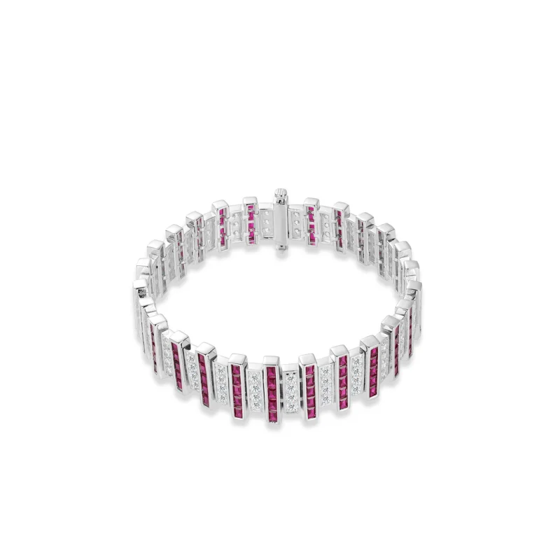 XCL Bellux серебряный браслет с красными и белыми кубическими циркониями
