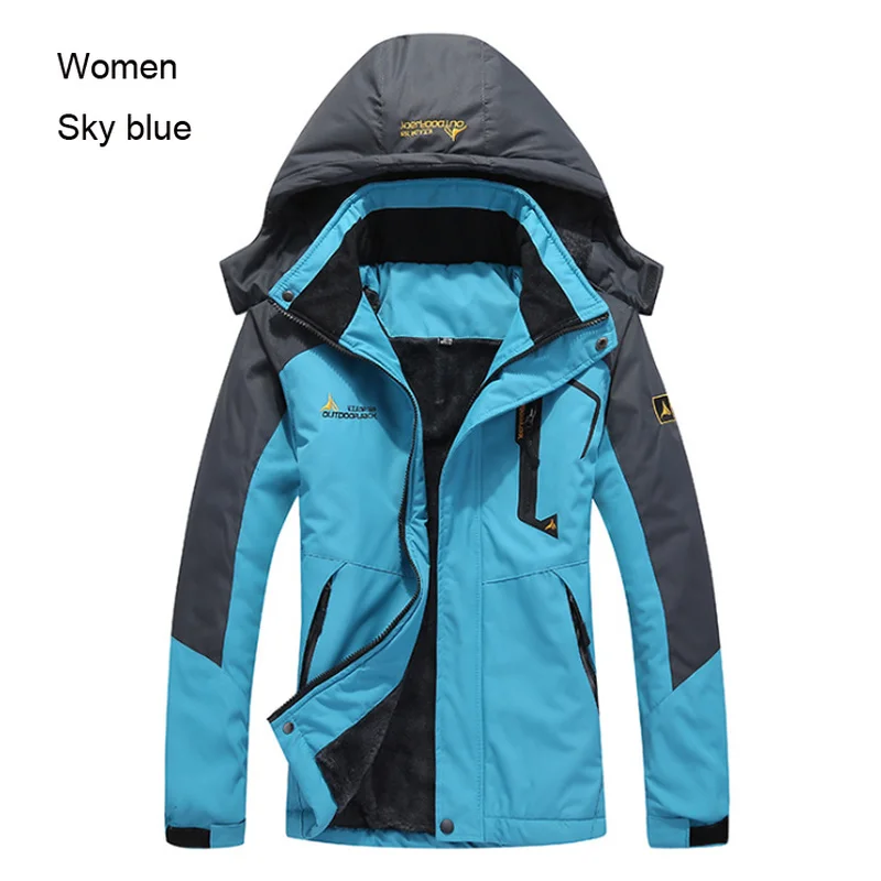 Winter Men Hooded Parkas Skiing Waterproof  Fleece Snow Thermal Jacket Coat Women Autumn Casual Thick Warm Outdoor Outwear