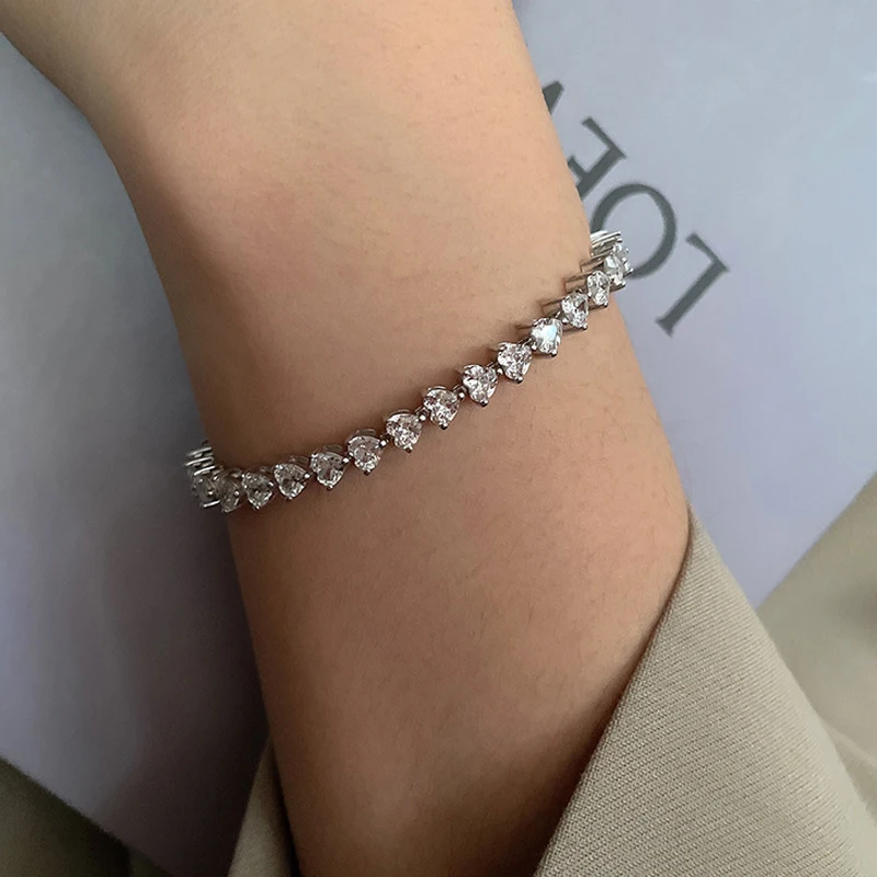 Женский браслет из серебра 100% пробы с сердечками | Украшения и аксессуары