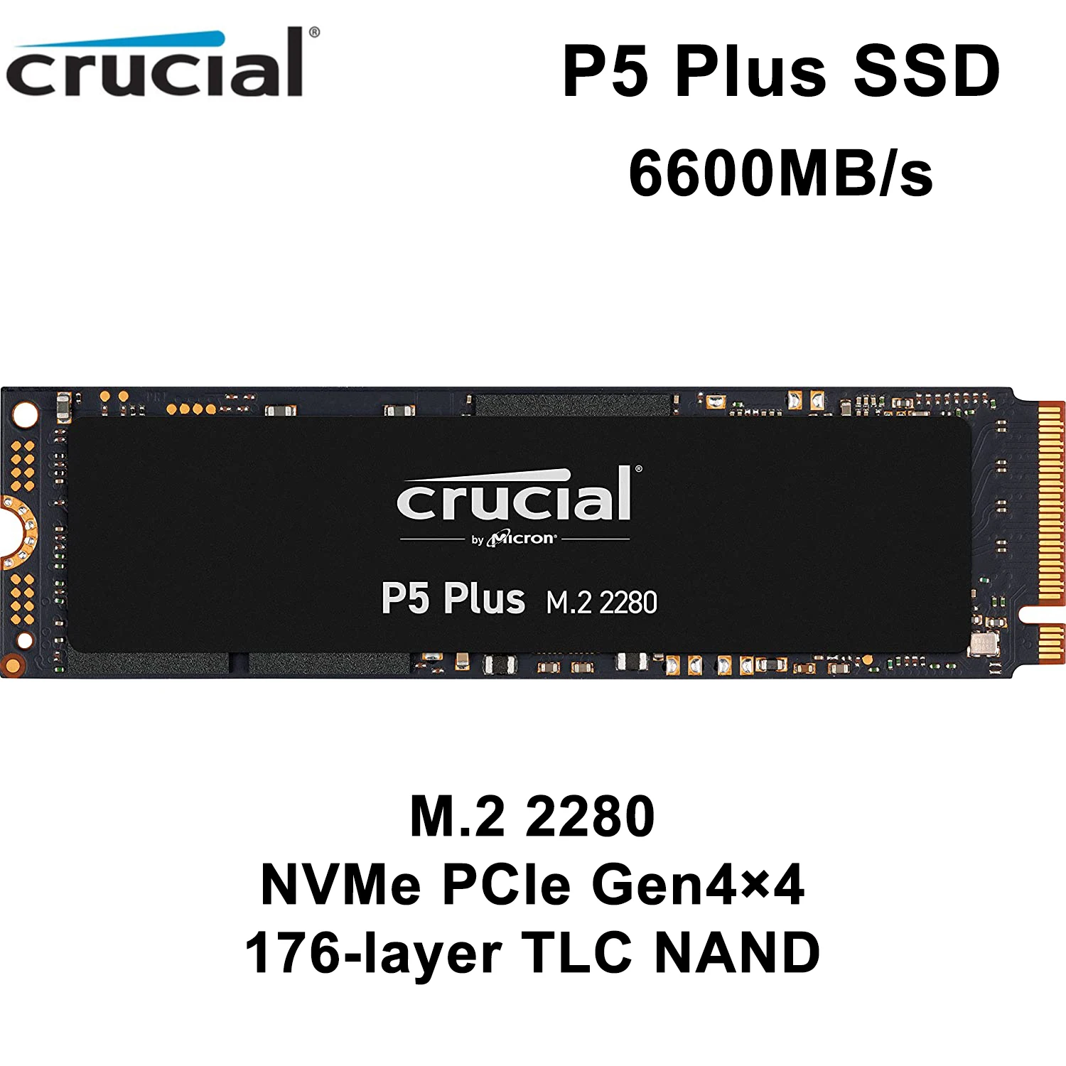 SSD Crucial P5 Plus 500 ГБ, ТБ, Φ PCIe 4,0 3D NAND NVMe M.2, игровой SSD до 6600, 500G 1T 2T, высокая производительность M2 2280