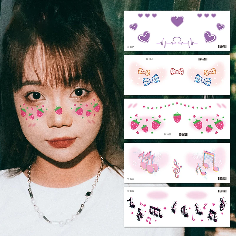 

Blusher Sticker Face Temporary Tattoo Rainbow Flower Love Sticker Face Makeup Body DIY Party Fake Tattoo Waterproof Sticker