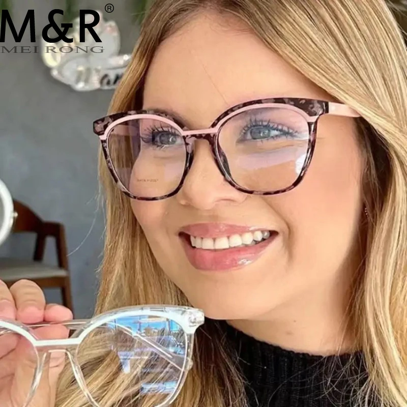 

Plastic Titanium Blue Light Blocking Glasses Women Fashion Square Leopard Eyeglasses Big Frame Computer Eyewear Uv400