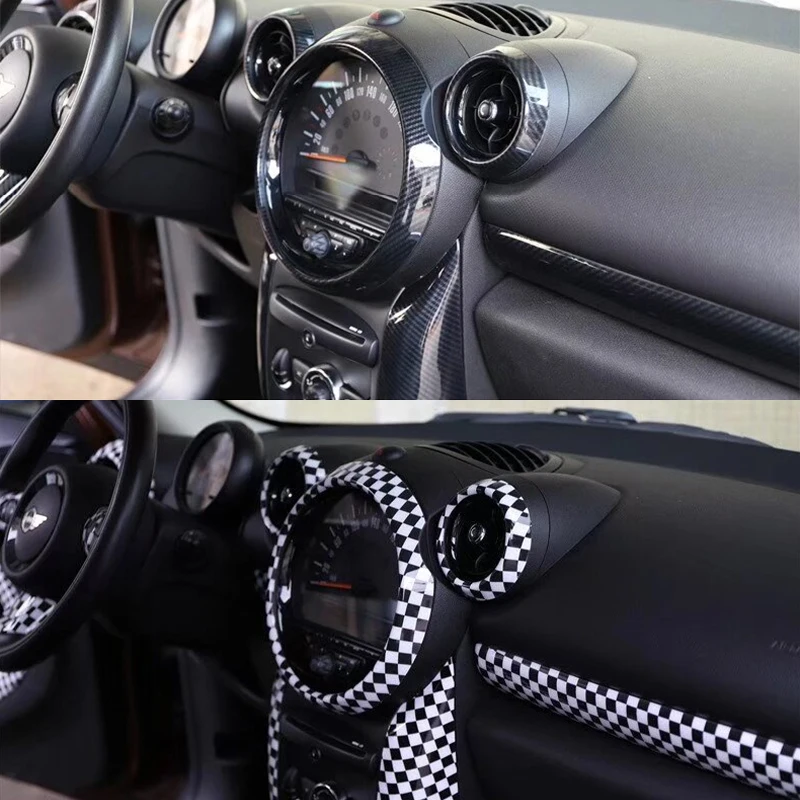 Фото Для MINI ONE Cooper S JCW R60 R61 кольцо на панель приборной панели автомобиля декоративная крышка вентиляционное отверстие наклейка аксессуары для модификации интерьера №2