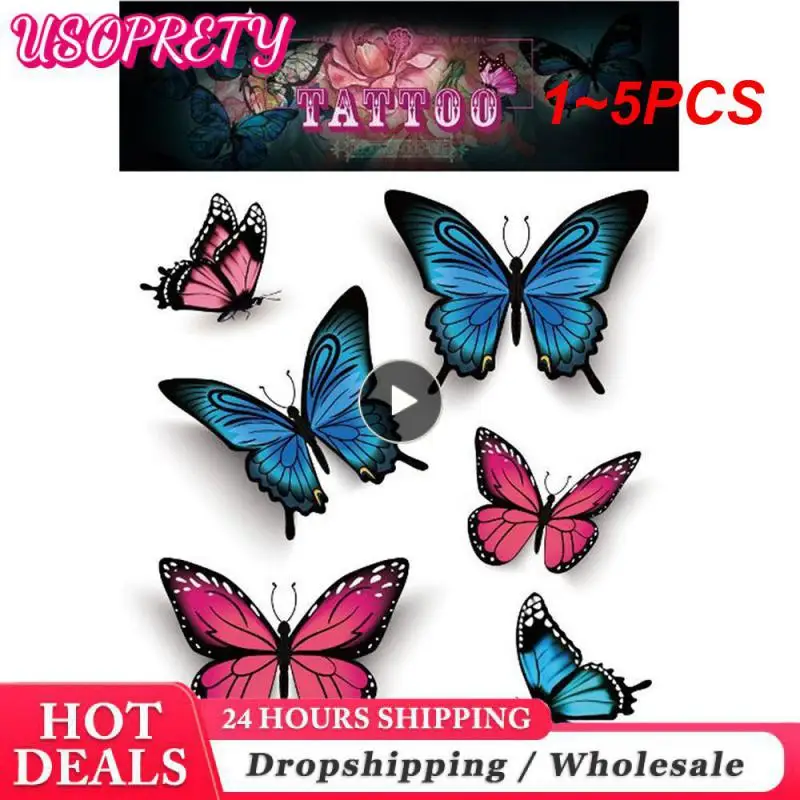 

1~5PCS Fairy Butterfly Shiny Tattoo Sticker Waterproof Eyes Face Hand Body Art Fake Tattoos Women Makeup Dance Music