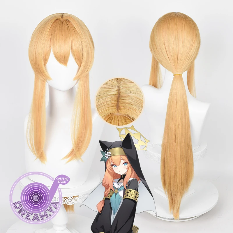 

Iochi Mari Cosplay Wig Blue Archive Orange Long 80cm Synthetic Hair Heat Resistant Halloween Carnival Role Play Party + Wig Cap