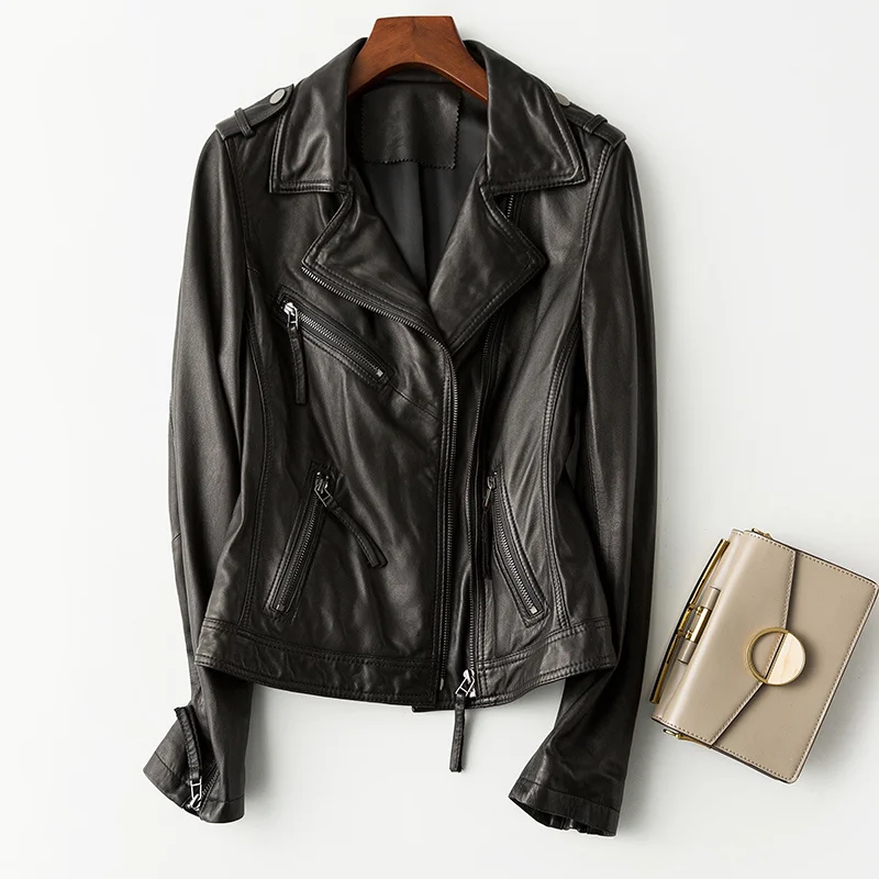 

Женская кожаная куртка из натуральной овчины, на весну и осень, Zm1671