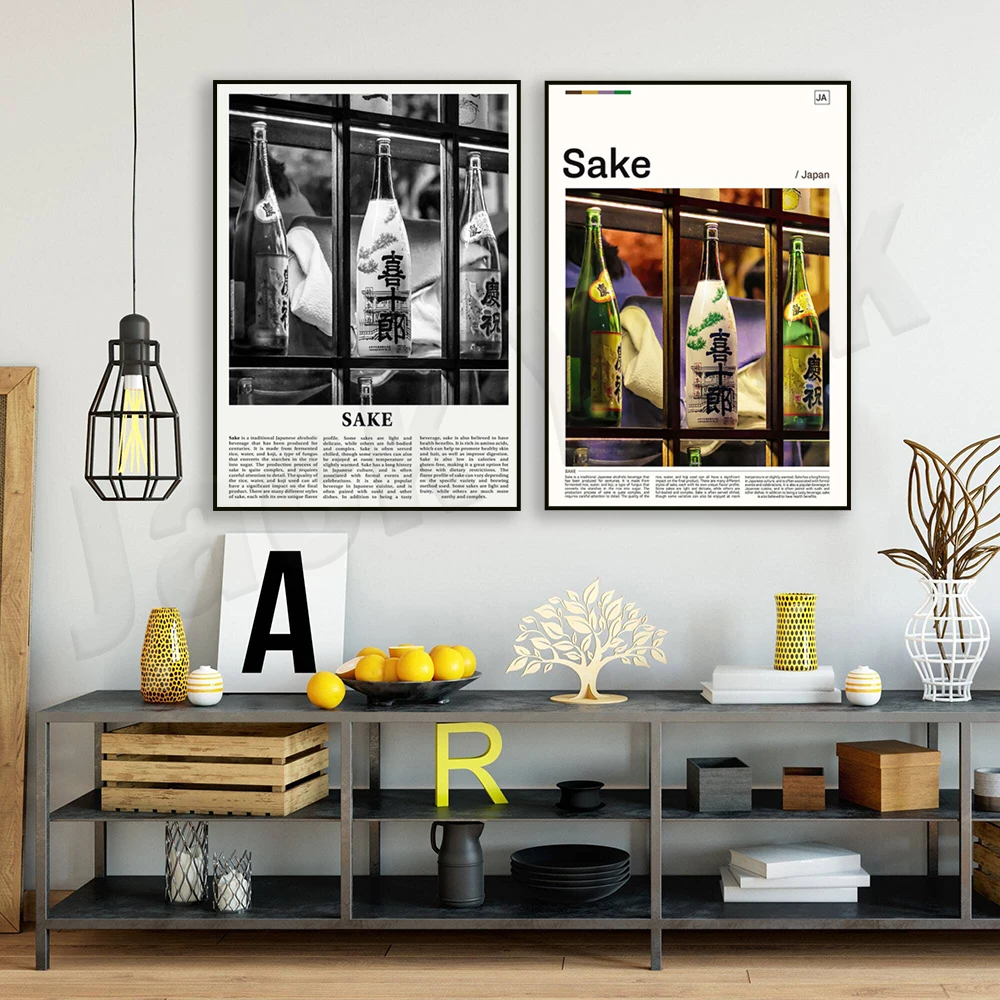 

Modern Kitchen Decor Vintage Japanese Food&Drink Print Ramen Noodles Sake Poster Asian Food Wall Art Canvas Painting Chef Gift