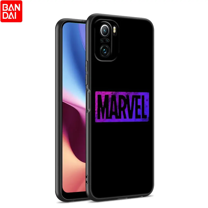 marvel comics luxury logo phone case for xiaomi mi 11 lite ne 11i 11t a3 a2 a1 10t poco x3 nfc gt f3 m3 m4 x4 pro 5g black cover free global shipping