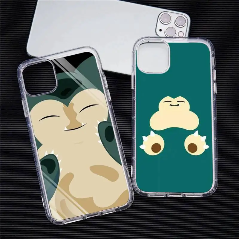 

Pokemon Snorlax Phone Case Transparent For iphone 13 12 11 Pro Max Mini XS Max 8 7 Plus X SE 2020 XR cover