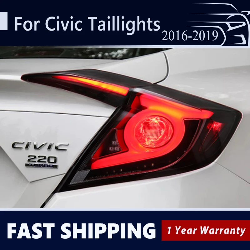 

Auto LED Taillights For Honda Civic 10th Gen 2016-2019 LED DRL Turn Signal Lamp Car Rear Light Sedan Hatchback