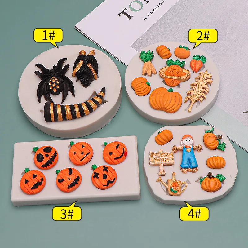 

Halloween Pumpkin Head Scarecrow Beetle Silicone Mold Candy Clay Chocolate Fondant Mould DIY Candles Decoration Tools