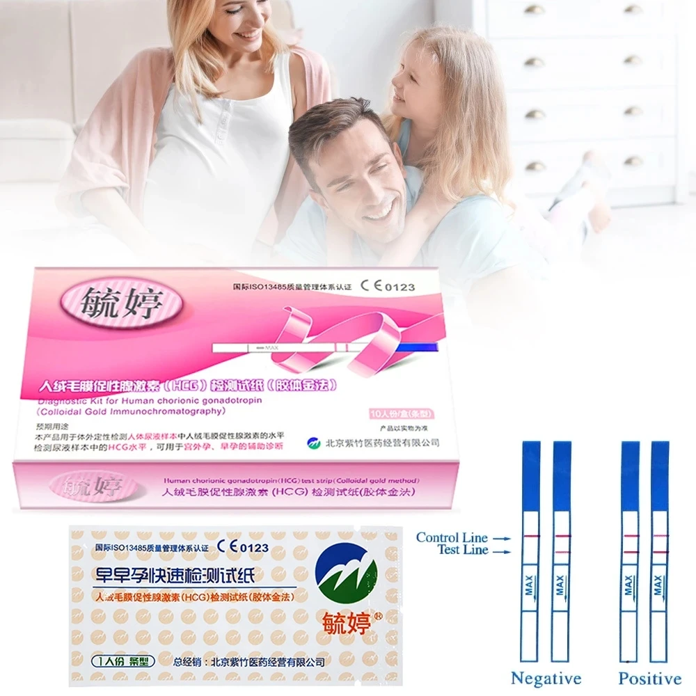 

10pcs Women Early Pregnancy Test Strips 99% Accuracy Household Private Urine Measuring HCG Testing Kits Expecting A Baby