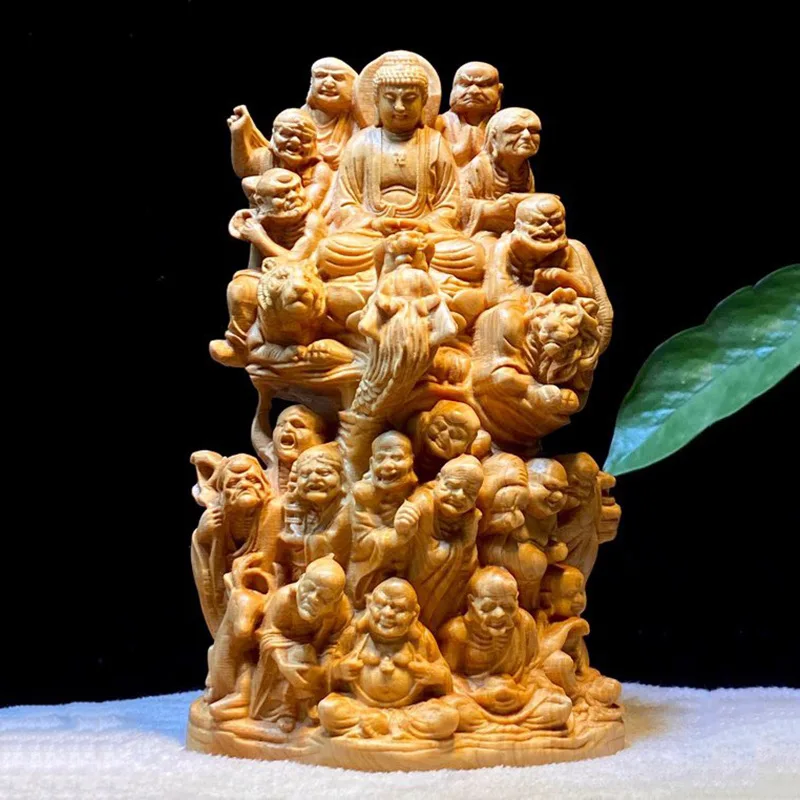 

Thuja Wood 18cm Eighteen Arhats Real Wood Traditional Chinese Myth Figure Statue Office Decoration Collection Sculpture