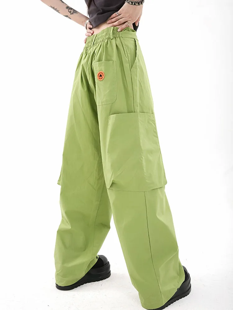 

2022 Autumn Womens Vintage Cargo Pants High Waist Wide Leg Jeans Baggy Casual Fashion Multiple Pockets Hip Hop Street Style