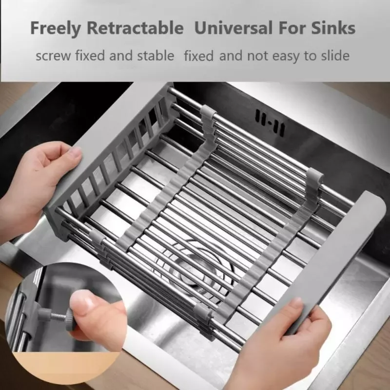 

2021 New Dish Drainer Over Sink For Kitchen Organizer Multi-Use Roll-up Drying Rack Fruit Vegetable Meat Mat Dropship