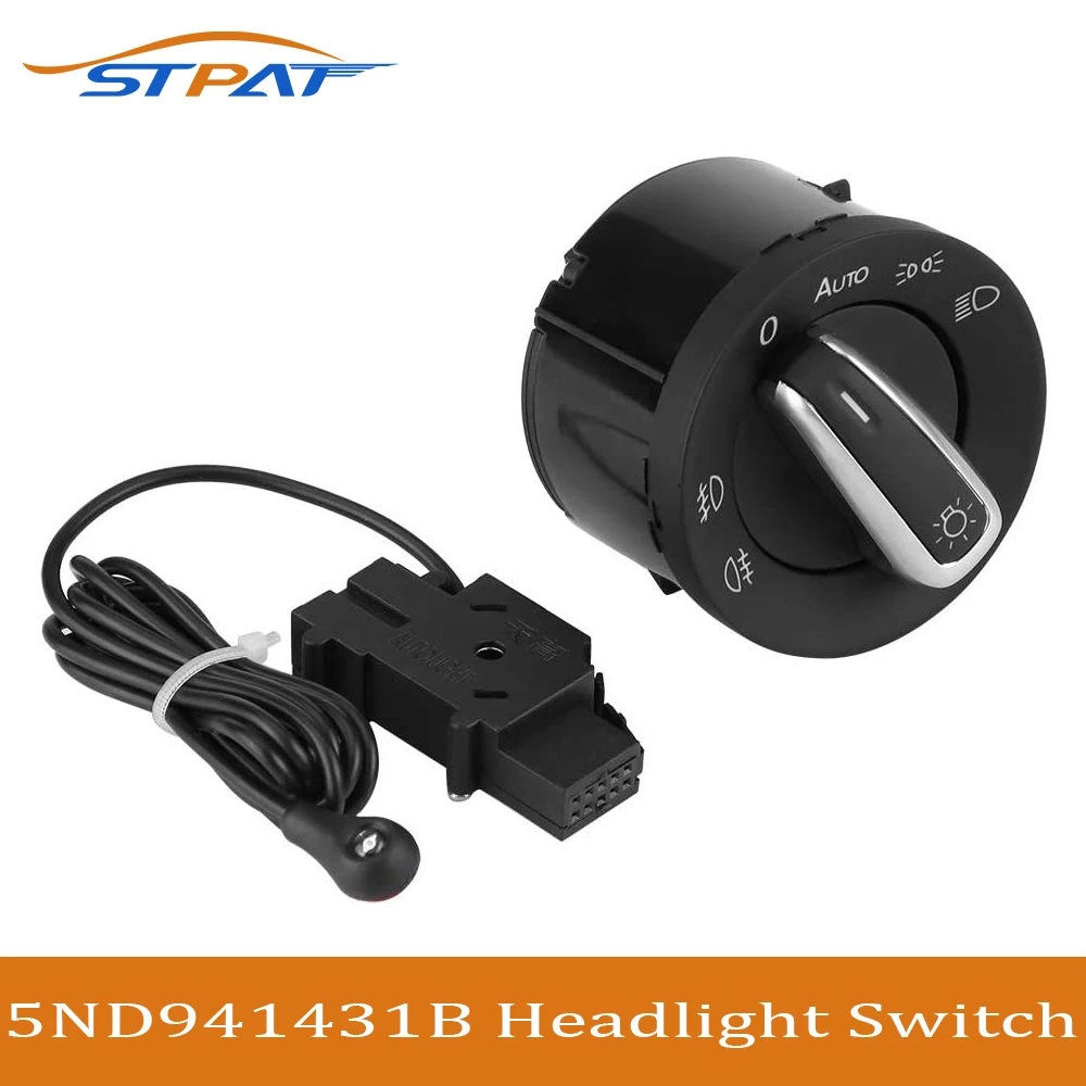 

STPAT 5ND941431B Car Headlight Switch Car Headlamp Fog Light Integrated Switch for VW Eos Touran Tiguan Passat CC Jetta MK5