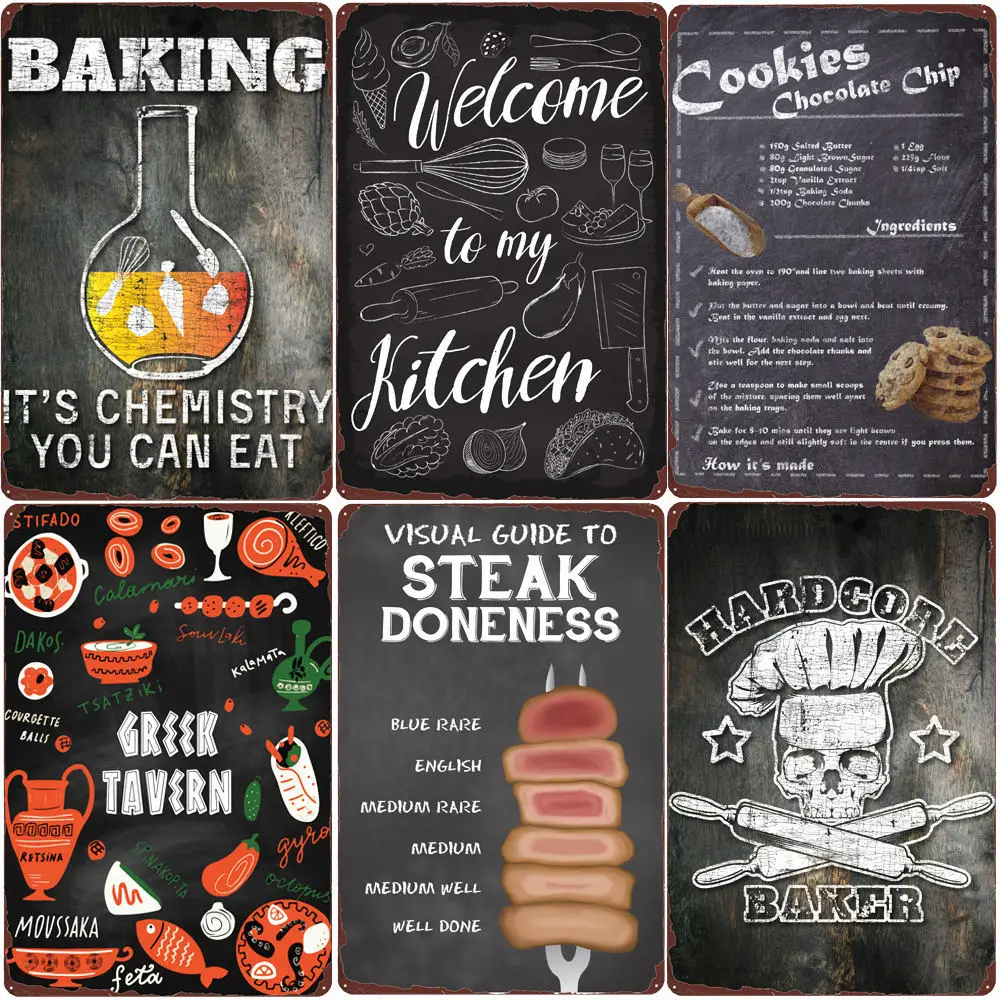 

Welcome To My Kitchen Metal Poster Baking Cooking Vintage Tin Signs Pub Cafe Decoration Baker Wall Art Painting Home Decor N353