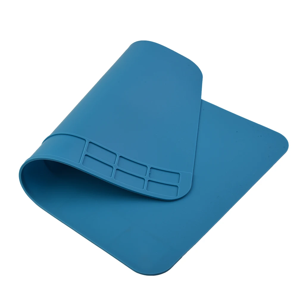 

1pc Silicone Heat Insulation Desk Pad Mat Soldering Station Computer Phone Repair Maintenance Platform Blue 30x20cm