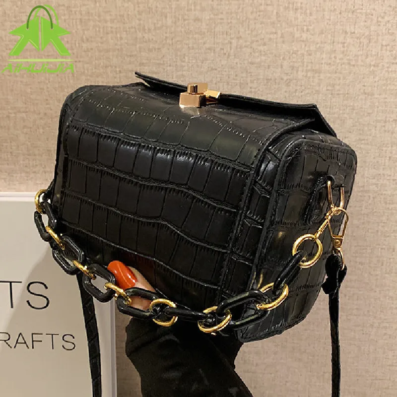 

Vintage Alligator Pattern Mini Shoulder Bags for Women 2022 New PU Leather Casual Messenger Bag Fashion Chain Female Handbags