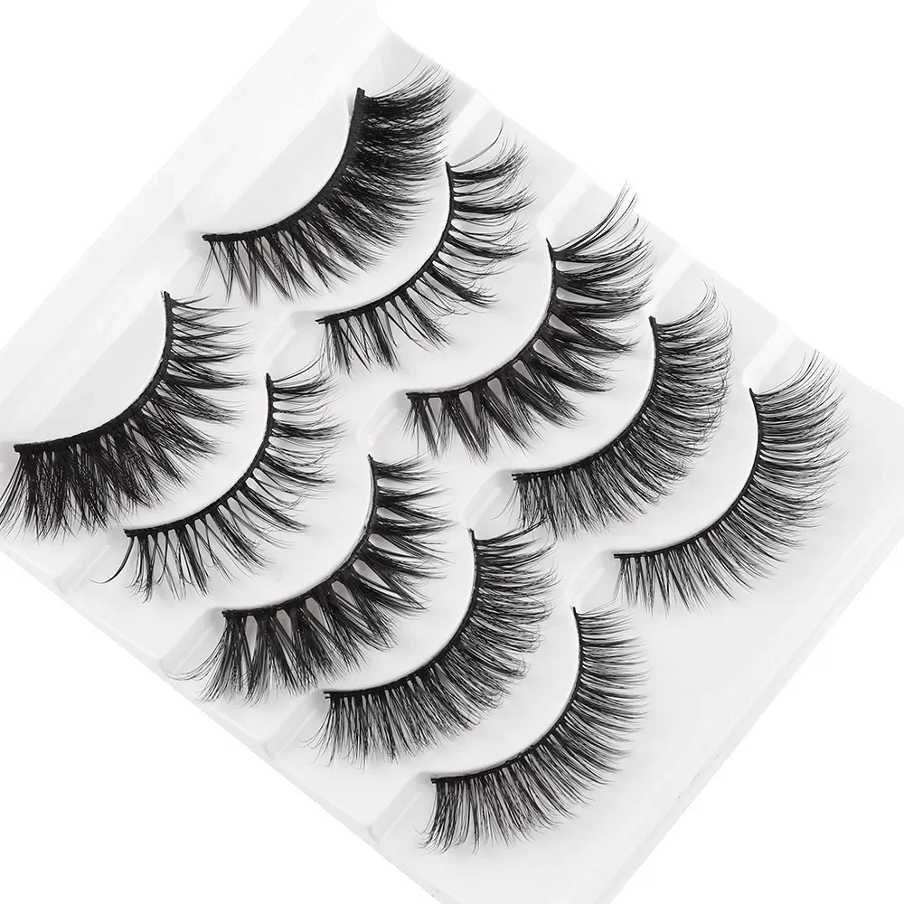 

2022New 3D Faux Mink Hair Lashes Natural Wispy Long Cross Handmade Multilayer Reusable False Eyelashes Extension Eye Makeup Tool